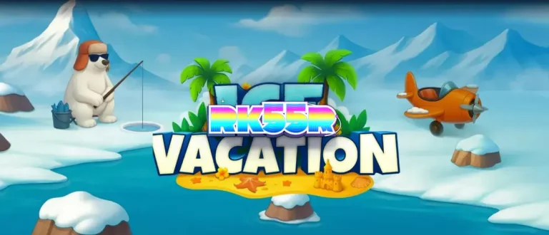 Tampilan visual slot Ice Vacation dengan tema beruang kutub dan suasana tropis